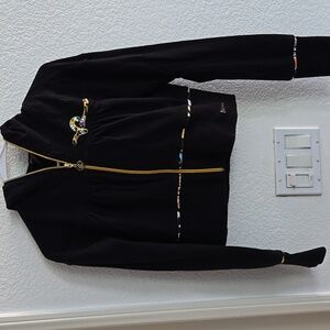 Rocawear Black Hoodie with Gold Zipper and Colorful Details